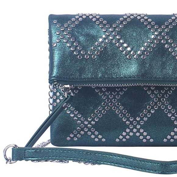 DIONA J WOMEN'S STYLISH STUD DESIGN ZIPPER CROSSBODY BAG COLOR BLACK - Picture 5 of 5